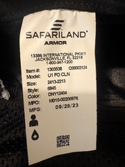 SAFARILAND U1 Clean Uniform Shirt Armor Carrier Front Open 2 Pocket Large Navy