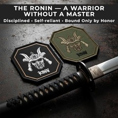 Ronin Patch 2 Pcs Samurai Embroidered Morale Patch Hook and Loop Black & Olive