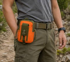 Bag for Hiking Camping Orange Multipurpose Tactical Waist Pouch Heavy Duty