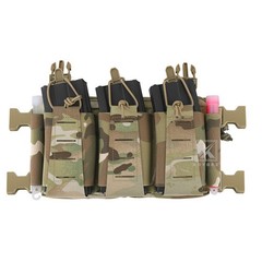 KRYDEX Tactical Chest Rig 5.56 Triple Elastic Mag Pouch MOLLE H-harness MC Camo