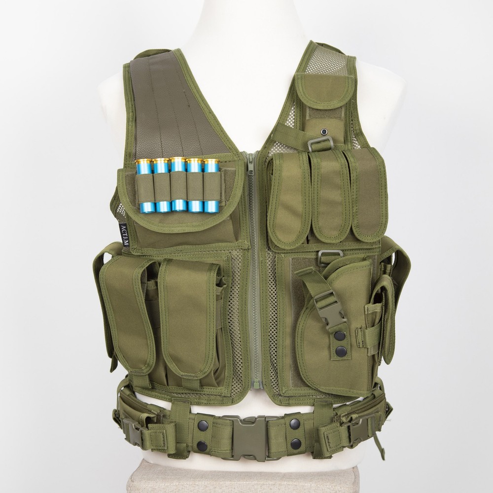 Tactical Vest Molle with Gun Holster GREEN