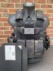 Black Multicam Tactical Vest Plate Carrier With Plates- 2 8×10 curved Plates