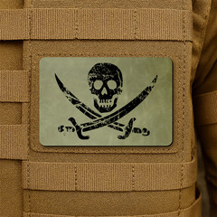 Jolly Roger Skull Morale Patch 2″ x 3″ Tactical Pirate Hook & Loop Patch