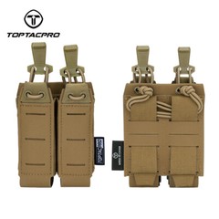 TOPTACPRO Tactical 9mm Mag Pouch MOLLE Double Pistol Mag Carrier Laser Cut Gear