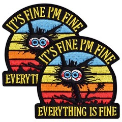It’s Fine I’m Fine Cat Patch Set – 2Pcs Funny Tactical Morale Patches (3 Inches)