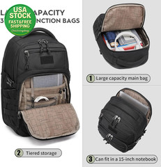 Tactical Backpack Military Black 18.5 Inch 25L MOLLE System Durable