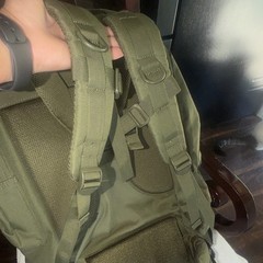 Green Nylon Tactical Backpack 50L, Zip Closure, Adjustable Straps, Buckle