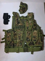 Digital Camo Tactical Combat Vest One Size Adjustable W/GUN & KNIFE Holster/Belt