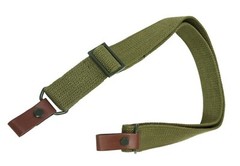 SKS Rifle Sling – Green Canvas – Metal Hardware – Leather Loop Tabs -NEW