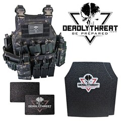 Urban Assault Ghost Camo Tactical Vest Plate Carrier With Level III Armor Plates