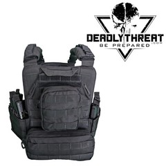 Urban Assault Black Storm Tactical Vest Plate Carrier W/ Level III Armor Plates
