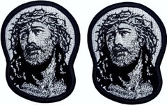 Jesus in Crown of Thorns Christian Embroidered Patch | 2PC HOOK BACKING 4″x3″