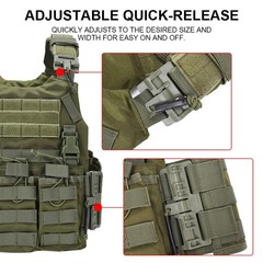 Tactical Quick Release Vest MOLLE Plate Carrier w/ Mag Pouch for Airsoft Combat