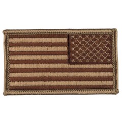 Reverse American Flag Patch – Subdued Desert Sand Tan – Sew-On Tactical Patch