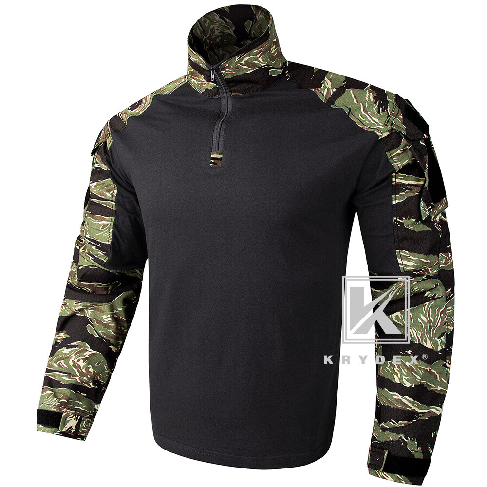 KRYDEX G3 Combat Shirt Long Sleeve w/ Elbow Pads Tops Army Tiger Stripes Airsoft