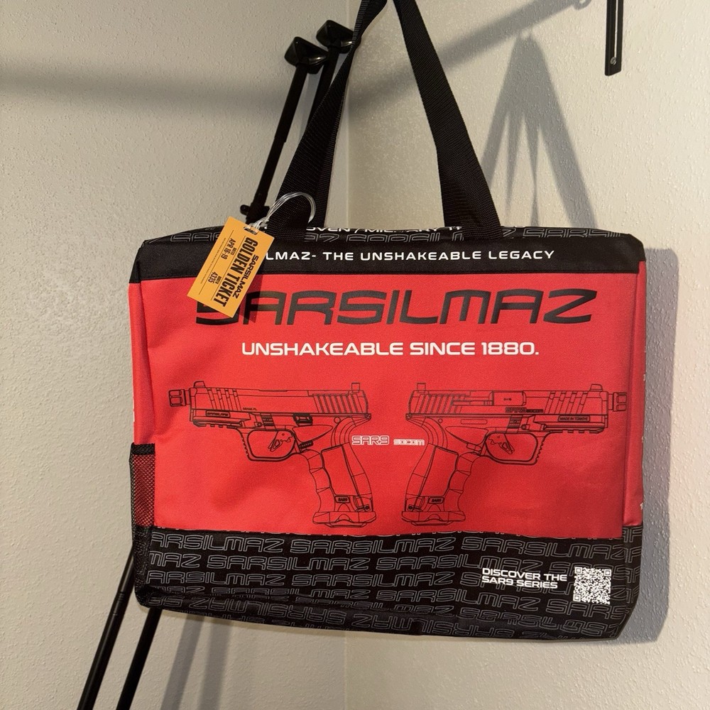 Sarsilmaz SAR9 NRA Show Tote Bag Golden Ticket Promo Gun Range Gear Red Black