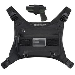 Sports Chest Pack for Men Front Chest Bag Fits Most Pistols Chest Pouch Black