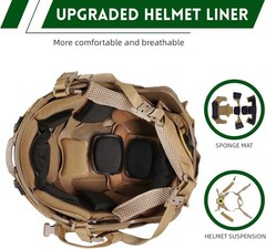 Tactical Helmet with Headset 4 in 1 Helmet Cover for Airsoft Cosplay Military