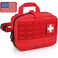 LIVANS Tactical Molle Medical Pouch of Upgraded Size, First Free Red