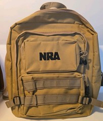 NRA Tactical Backpack Range Hunting 4 Compartments Desert Tan/ KHAKI NEW 13”X16”