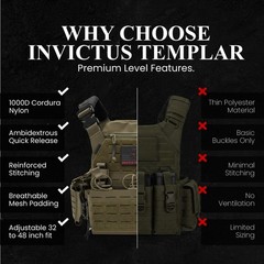 Modular Tactical Vest – Made With 1000D CORDURA Nylon, Metal Quick Release Bu…