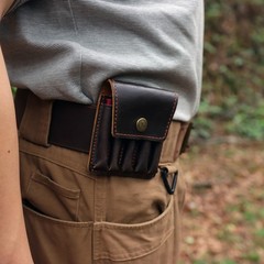 Tourbon Leather Rifle Cartridges Carrier Pouch Ammo Case Bullets Wallet for Belt
