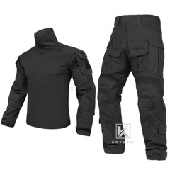KRYDEX Gen3 Combat Uniform Set Tactical Shirt & Trousers & Knee Pads Black