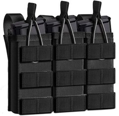 Tactical Molle Triple Magazine Pouch Nylon Open Top 5.56 .223 Rifle Mag Holder
