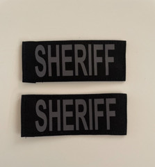 SHERIFF Patch Black Cordura Gray Lettering 2 piece Hook Back 5X2 Silk Screen