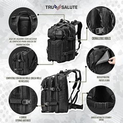 Large Army MOLLE Tactical Backpack Black – Military Rucksack Bug Out Bag Gear