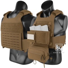 KRYDEX Low Vis Slick Armor Molle Carrier & Tactical Placard & Drop Pouch Coyote