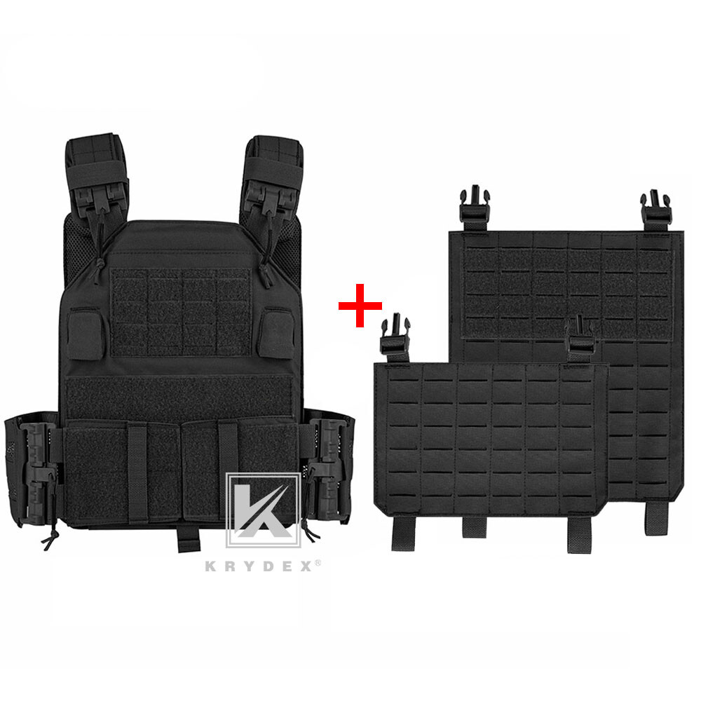 KRYDEX Plate Carrier Tactical Vest Quick Release Buckle & Laser Cut MOLLE Panel