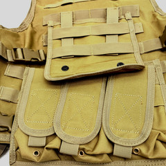 Men’s Brown Multi Pockets Adjustable Strap Airsoft Tactical Vest