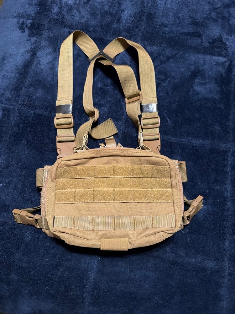 Tan Tactical Tailor Chest Rig Panel with 3X AR15 pouches and GP pouch