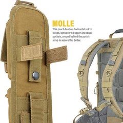 Lightweight Tactical Molle Pouch with Quick Release & Zippered Pocket in Khaki