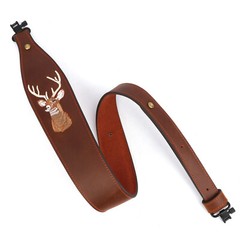 Tourbon Padded Leather Rifle Sling 2 Points Adjustable Strap Gun Mounted Swivels
