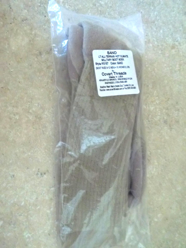 Covert Threads Style 5457 Sand Military Boot Sock in Coyote Brown Size 9-12