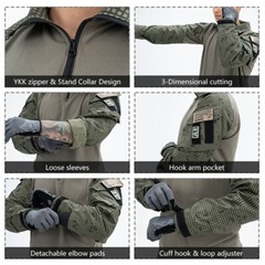 IDOGEAR G3 Combat Shirt w/ Elbow Pads BDU Hunting Tactical Assault Clothing Gear