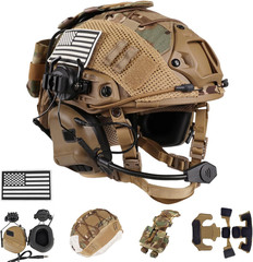 Tactical Helmet with Headset,4In1 Upgraded Adjustable with Helmet Cover for Airs