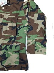GI Spec Woodland Camo BDU Shirt Cotton M81 4 Pocket Hot Weather Shirt – Size SR