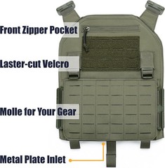 Tactical Quick Release Vest for Men, Fully Adjustable Plate Carriers Vest with B
