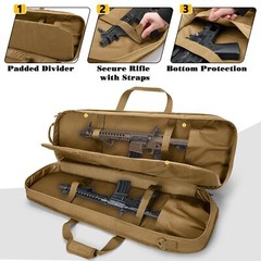 Tactical Rifle Bag Backpack Fits 36 inches Rifles, Soft Rifle Case with 3 Magazi