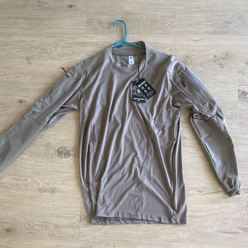 BP Shield Tactical Long Sleeve Shirt Men’s L Regular Brown Solid Polyester