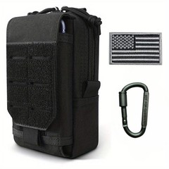 Molle Tactical Phone Pouch EDC Tool Pocket with Carabiner and national flag