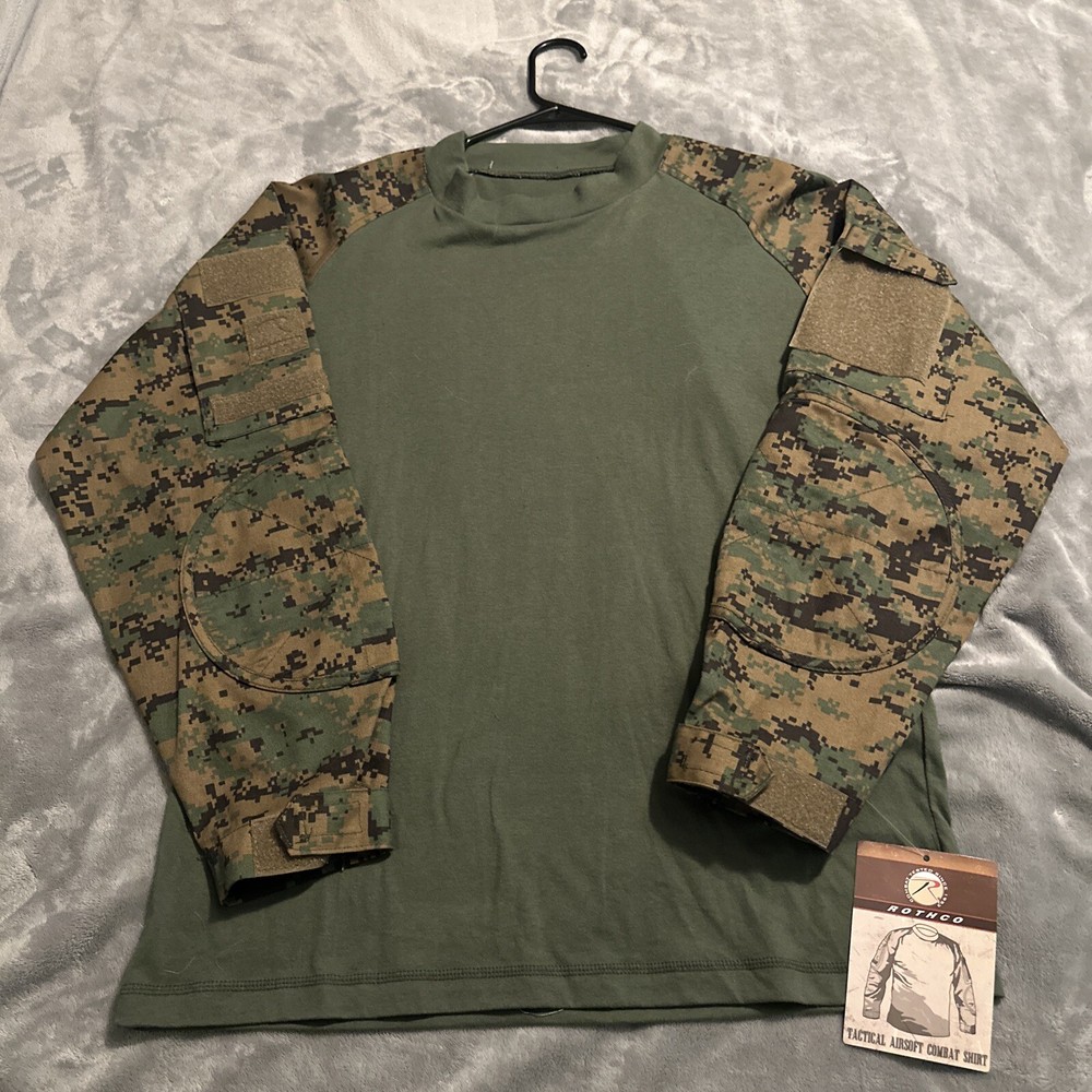 Rothco Tactical Airsoft Combat Shirt – L – Woodland Digital Camo – NWT