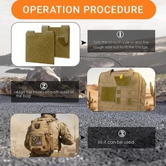 Langierspur 2pcs Tactical Molle Patch Panel Set 4″ x 4″, Hook and 2pcs, Khaki
