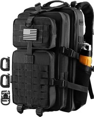 Water-Resistant 3-Day Tactical Backpack with MOLLE Attachments & Flag Patch