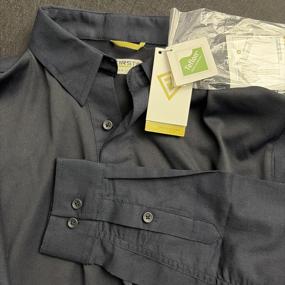 NWT First Tactical Men’s Performance Long Sleeve Polo Midnight Navy Size Med