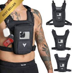 Elite Sports Running Vest w/Phone Holder, Gun Holster for Medium, Black
