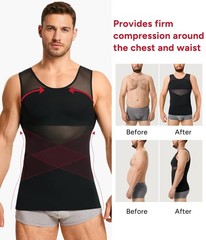 Mens Compression Shirt for Gynecomastia – Sleeveless Slimming Undershirts Bod…